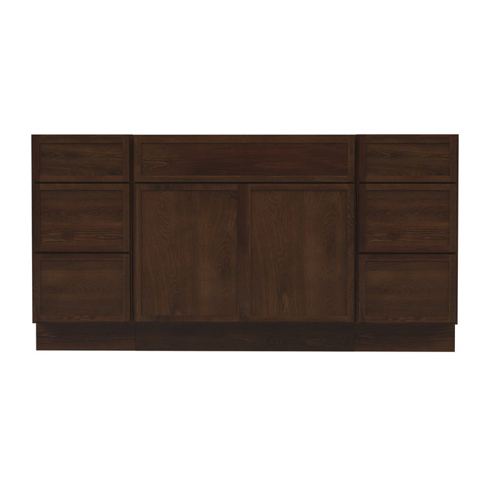 66" Plywood Bathroom Vanity Cabinet without Top - 6 Drawers & 2 Doors - HomeBeyond