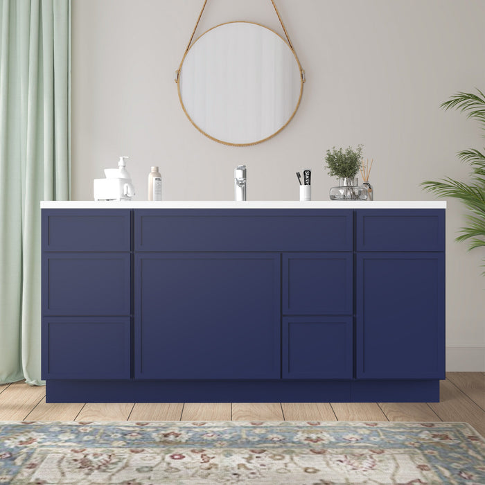 66" Plywood Bathroom Vanity Cabinet without Top - 6 Drawers & 2 Doors - HomeBeyond