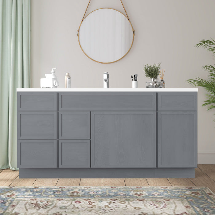 66" Plywood Bathroom Vanity Cabinet without Top - 6 Drawers & 2 Doors - HomeBeyond