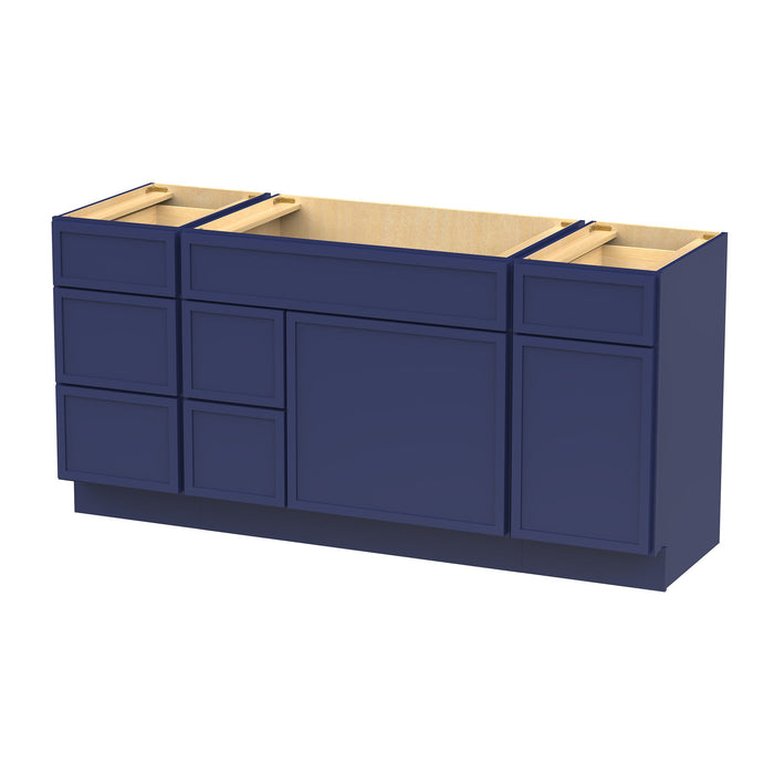 66" Plywood Bathroom Vanity Cabinet without Top - 6 Drawers & 2 Doors - HomeBeyond
