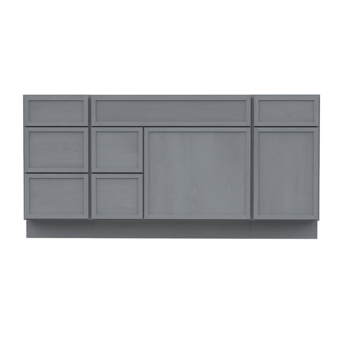 66" Plywood Bathroom Vanity Cabinet without Top - 6 Drawers & 2 Doors - HomeBeyond
