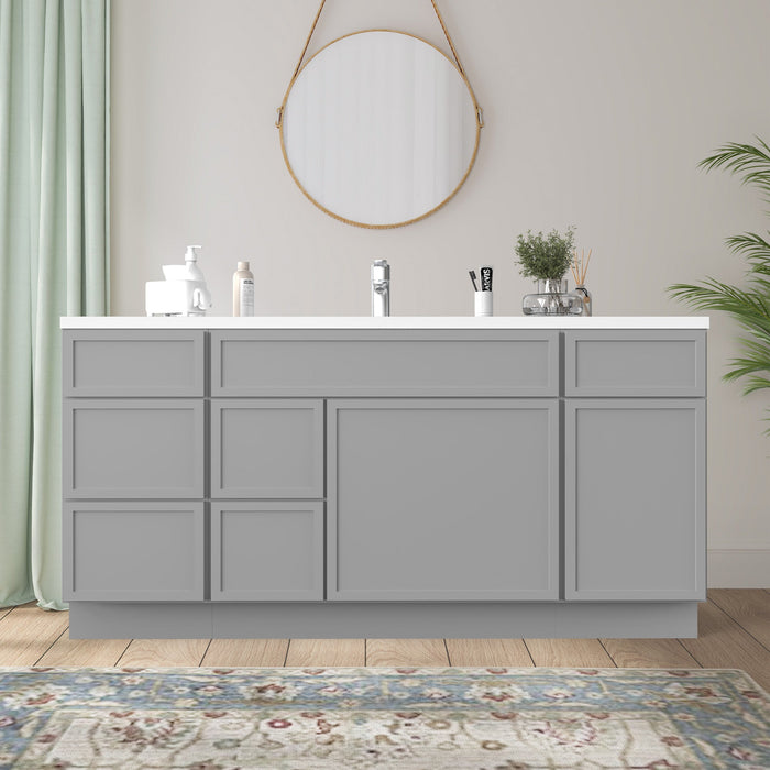 66" Plywood Bathroom Vanity Cabinet without Top - 6 Drawers & 2 Doors - HomeBeyond