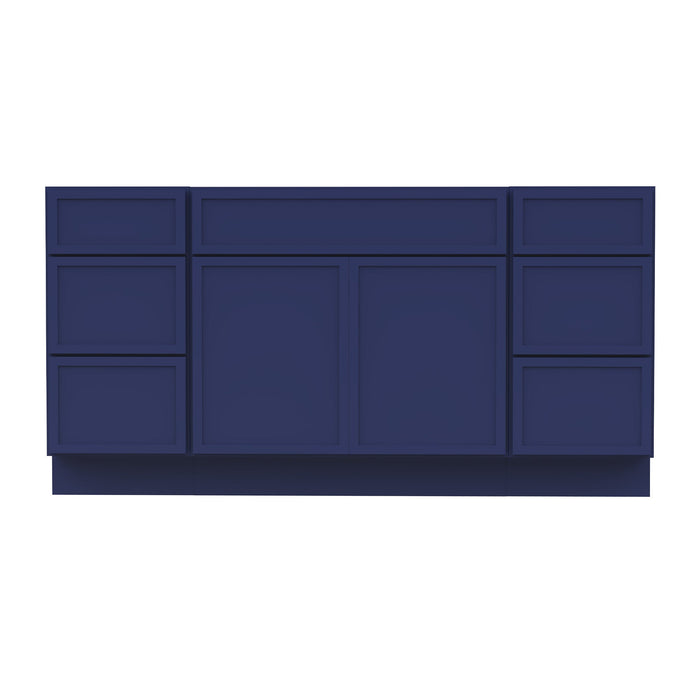 66" Plywood Bathroom Vanity Cabinet without Top - 6 Drawers & 2 Doors - HomeBeyond