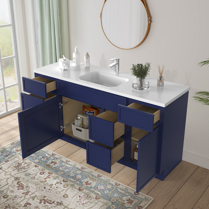 66" Plywood Bathroom Vanity Cabinet without Top - 6 Drawers & 2 Doors - HomeBeyond