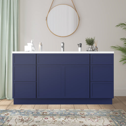 66" Plywood Bathroom Vanity Cabinet without Top - 6 Drawers & 2 Doors - HomeBeyond