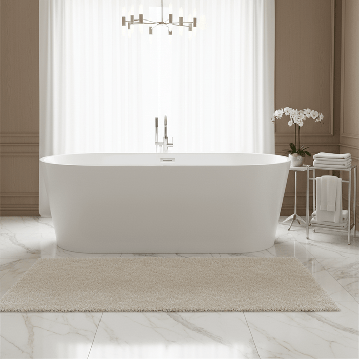 67" or 59" Freestanding Acrylic Bathtub, Modern Stand Alone Soaking Tub with Overflow and Pop - up Drain - HomeBeyond