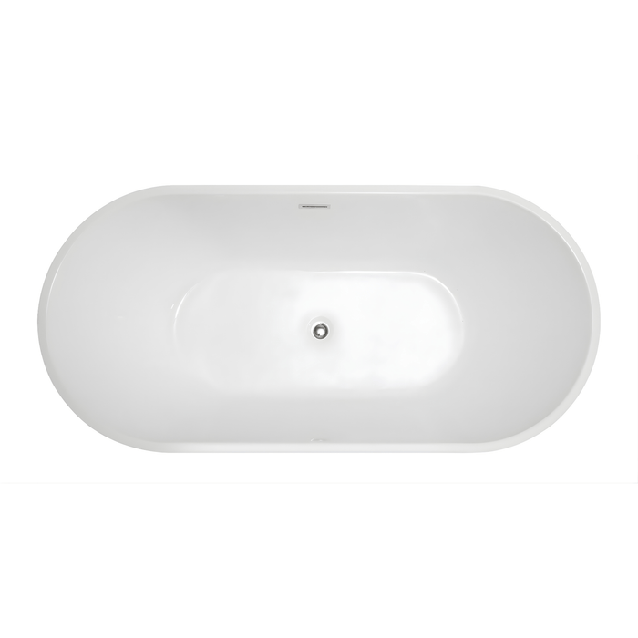 67" or 59" Freestanding Acrylic Bathtub, Modern Stand Alone Soaking Tub with Overflow and Pop - up Drain - HomeBeyond