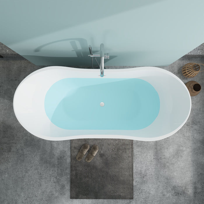 67" x 29" Modern Freestanding Acrylic Soaking Bathtub Glossy White Slim Soaker Tub Slotted Overflow VA6805 - HomeBeyond