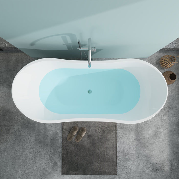 67" x 29" Modern Freestanding Acrylic Soaking Bathtub Glossy White Slim Soaker Tub Slotted Overflow VA6805 - HomeBeyond
