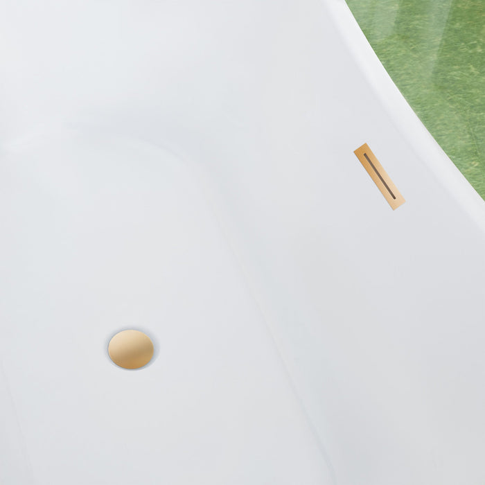 67" x 29" Modern Freestanding Acrylic Soaking Bathtub Glossy White Slim Soaker Tub Slotted Overflow VA6805 - HomeBeyond