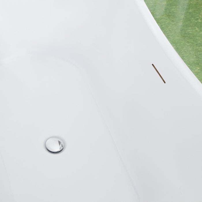 67" x 29" Modern Freestanding Acrylic Soaking Bathtub Glossy White Slim Soaker Tub Slotted Overflow VA6805 - HomeBeyond
