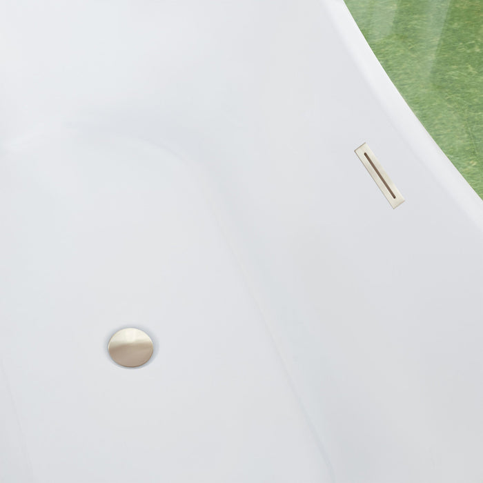 67" x 29" Modern Freestanding Acrylic Soaking Bathtub Glossy White Slim Soaker Tub Slotted Overflow VA6805 - HomeBeyond