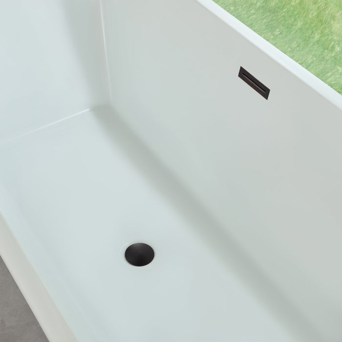 67" x 30" Modern Freestanding Acrylic Soaking Bathtub Glossy White Compact Soaker Tub Chrome Drain VA6820 - HomeBeyond