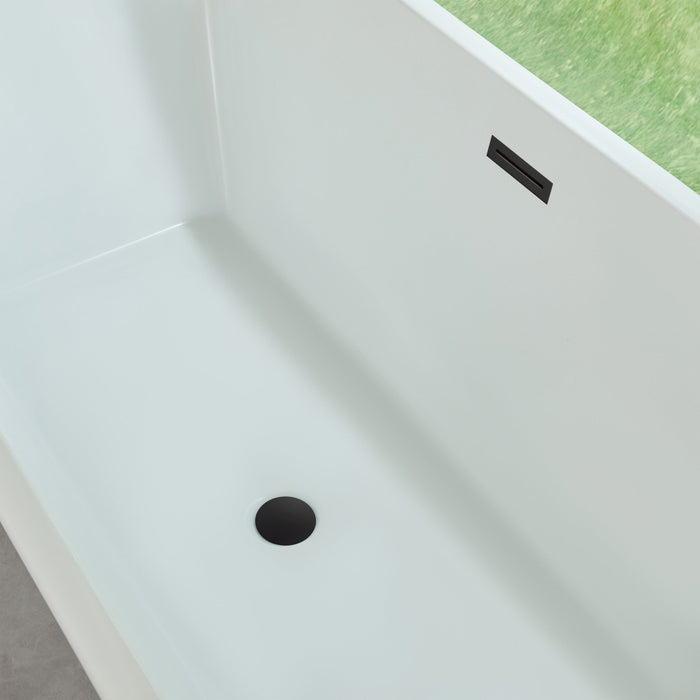 67" x 30" Modern Freestanding Acrylic Soaking Bathtub Glossy White Compact Soaker Tub Chrome Drain VA6820 - HomeBeyond