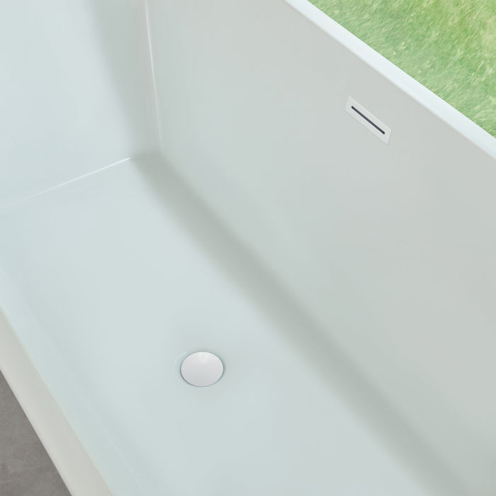 67" x 30" Modern Freestanding Acrylic Soaking Bathtub Glossy White Compact Soaker Tub Chrome Drain VA6820 - HomeBeyond