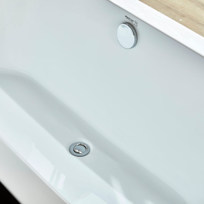67" x 31" Freestanding Acrylic Bathtub, Modern Stand Alone Soaking Tub with Chrome Finish Round Overflow Pop-up Drain-VA6836 - HomeBeyond