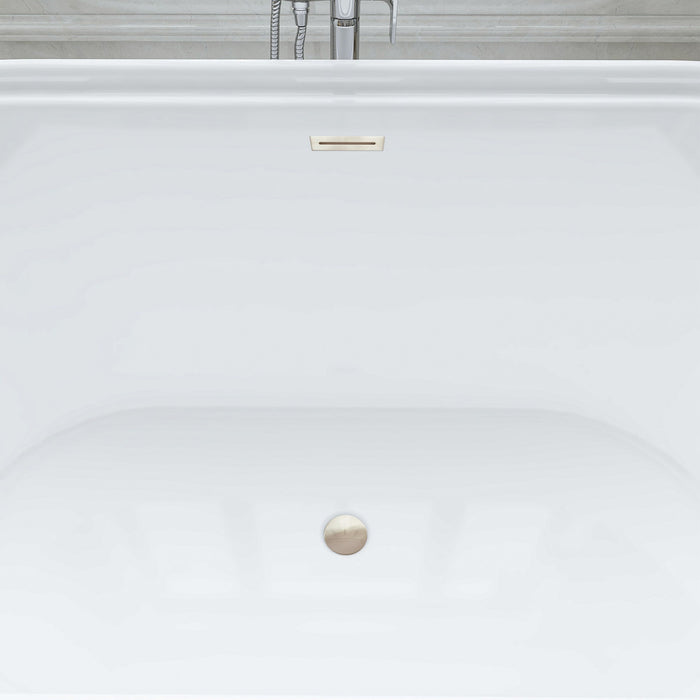67" x 31" Freestanding White Acrylic Bathtub, Modern Stand Alone Soaking Bathtub with Slotted Overflow and Pop-up Drain - HomeBeyond