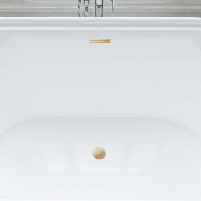 67" x 31" Freestanding White Acrylic Bathtub, Modern Stand Alone Soaking Bathtub with Slotted Overflow and Pop-up Drain - HomeBeyond