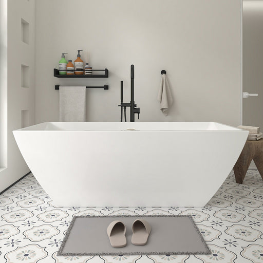 67" x 31" Modern Acrylic Rectangular Flat Bottom Freestanding Soaking Bathtub Center Drain VA6821-L - HomeBeyond