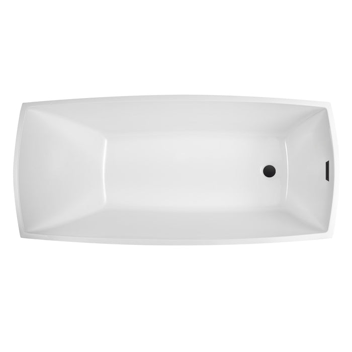 67" x 31" Modern Acrylic Single Slipper Flat Bottom Freestanding Soaking Bathtub Right Drain VA6841 - HomeBeyond