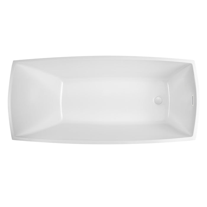67" x 31" Modern Acrylic Single Slipper Flat Bottom Freestanding Soaking Bathtub Right Drain VA6841 - HomeBeyond