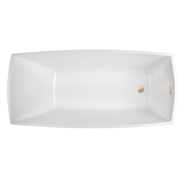 67" x 31" Modern Acrylic Single Slipper Flat Bottom Freestanding Soaking Bathtub Right Drain VA6841 - HomeBeyond