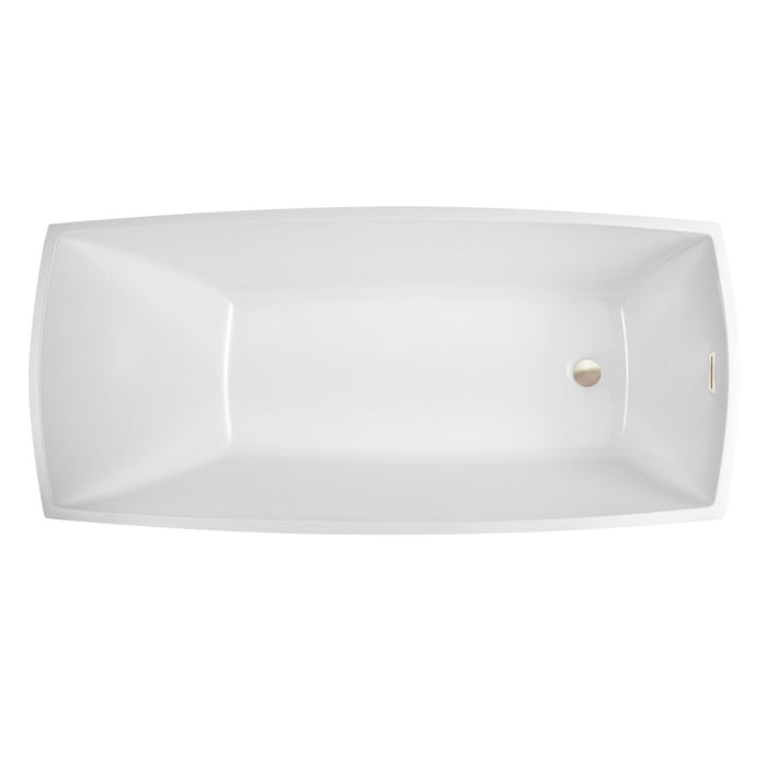 67" x 31" Modern Acrylic Single Slipper Flat Bottom Freestanding Soaking Bathtub Right Drain VA6841 - HomeBeyond