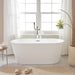 67" x 32" Freestanding Acrylic Bathtub, Modern Stand Alone Soaking Tub with Overflow and Pop-up Drain - HomeBeyond