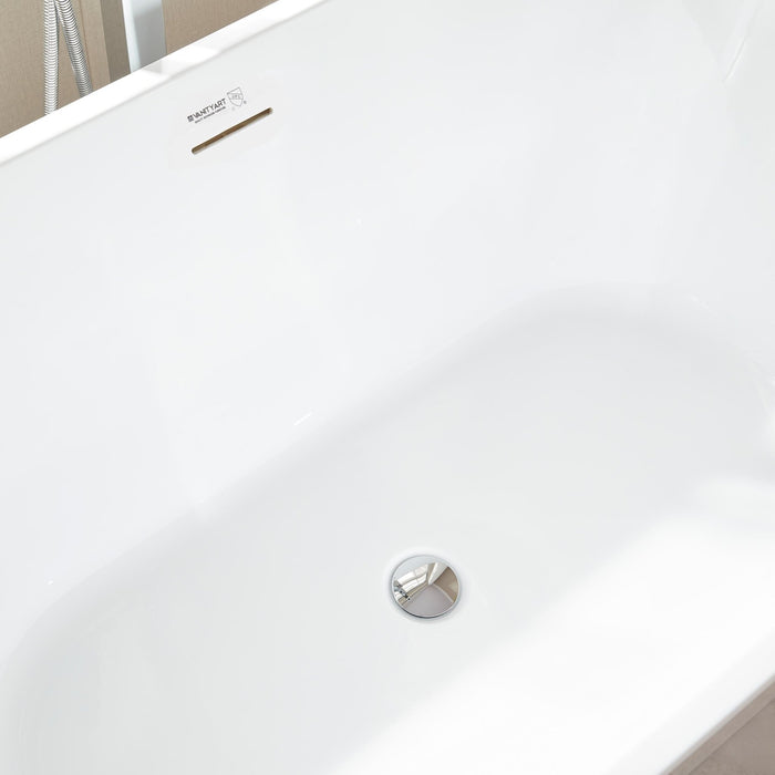 67" x 32" Freestanding Acrylic Bathtub, Modern Stand Alone Soaking Tub with Overflow and Pop-up Drain - HomeBeyond
