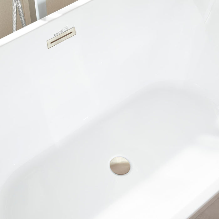 67" x 32" Freestanding Acrylic Bathtub, Modern Stand Alone Soaking Tub with Overflow and Pop-up Drain - HomeBeyond