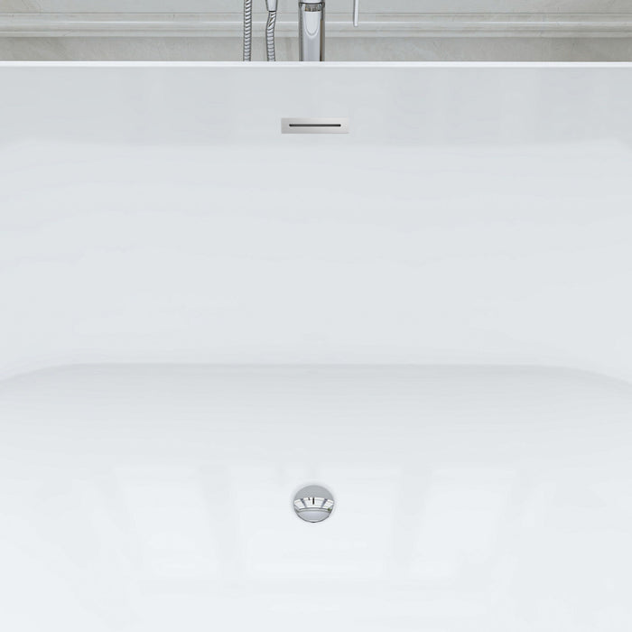 67" x 32" Modern Acrylic Oval Flat Bottom Freestanding Soaking Bathtub with Slotted Overflow VA6815-NLW - HomeBeyond