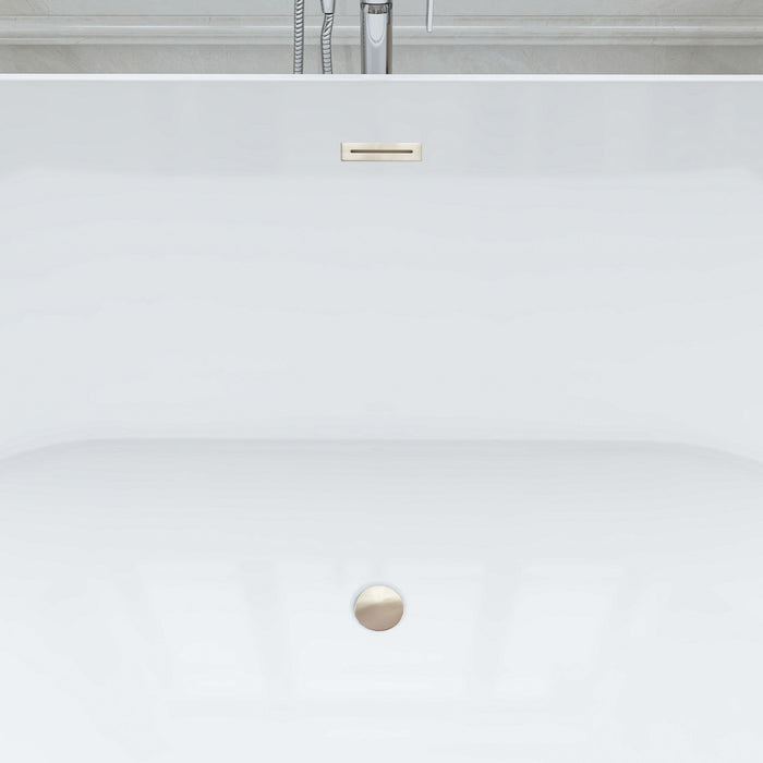 67" x 32" Modern Acrylic Oval Flat Bottom Freestanding Soaking Bathtub with Slotted Overflow VA6815-NLW - HomeBeyond