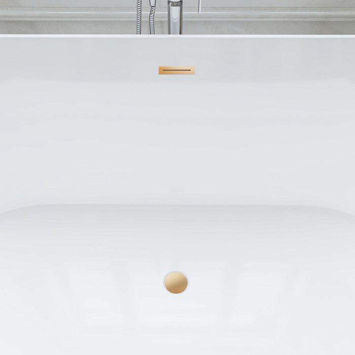 67" x 32" Modern Acrylic Oval Flat Bottom Freestanding Soaking Bathtub with Slotted Overflow VA6815-NLW - HomeBeyond
