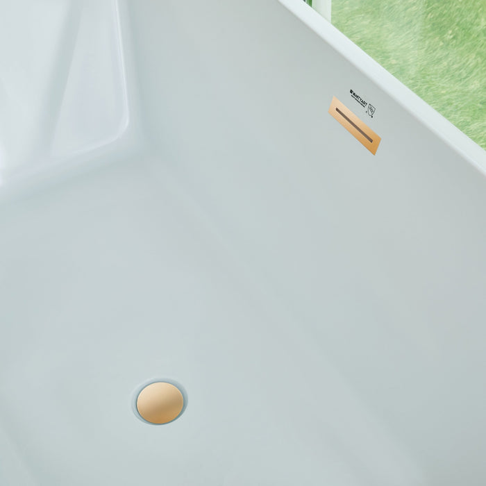 67" x 32" Modern Acrylic Rectangular Flat Bottom Freestanding Soaking Bathtub with Slotted Overflow VA6813B-L - HomeBeyond