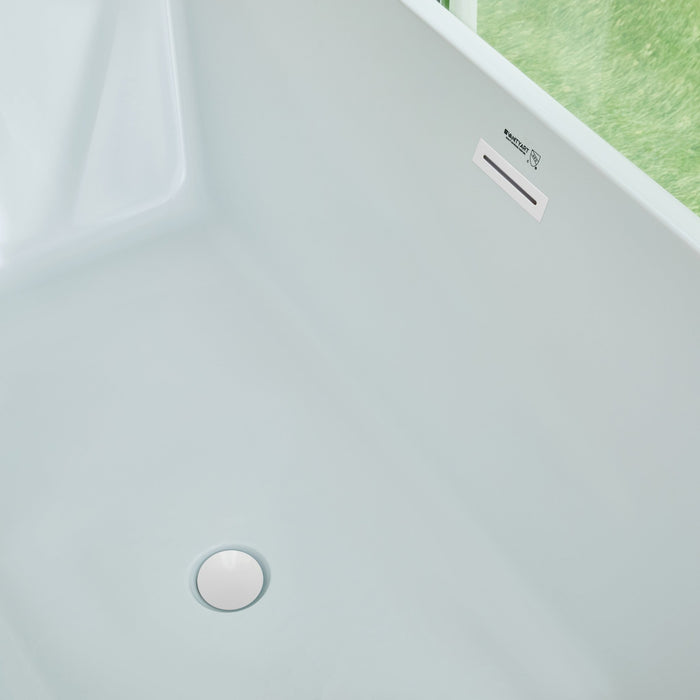 67" x 32" Modern Acrylic Rectangular Flat Bottom Freestanding Soaking Bathtub with Slotted Overflow VA6813B-L - HomeBeyond