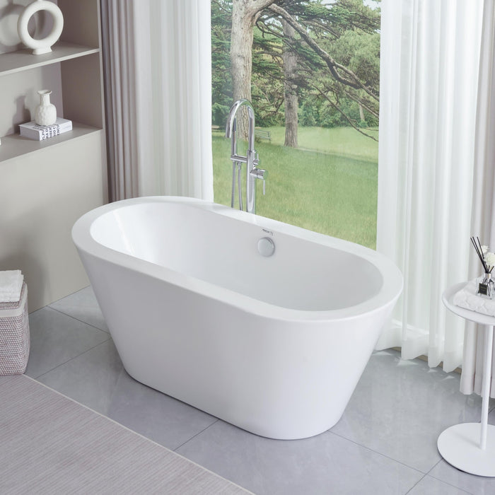 68" or 59" Freestanding Black/White Acrylic Bathtub - HomeBeyond