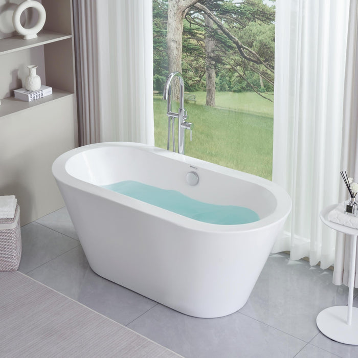 68" or 59" Freestanding Black/White Acrylic Bathtub - HomeBeyond