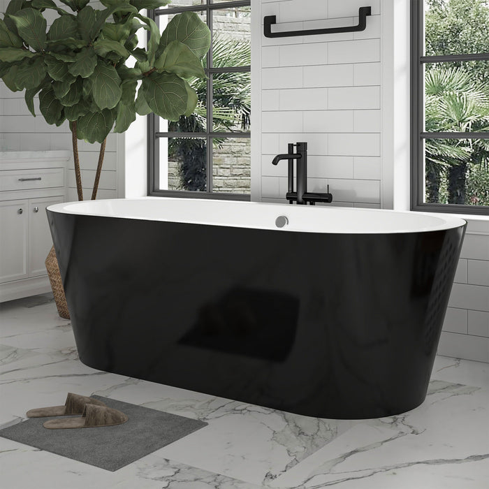 68" or 59" Freestanding Black/White Acrylic Bathtub - HomeBeyond