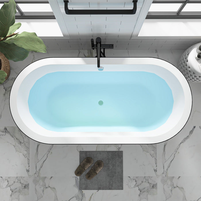 68" or 59" Freestanding Black/White Acrylic Bathtub - HomeBeyond