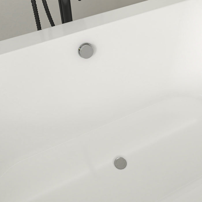 68" x 32" Modern Freestanding Acrylic Soaking Bathtub Black and White Soaker Tub Chrome Drain VA6812-L - HomeBeyond