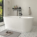 68" x 32" Modern Freestanding Acrylic Soaking Bathtub Black and White Soaker Tub Chrome Drain VA6812-L - HomeBeyond