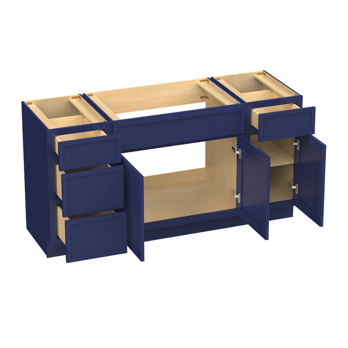 69" Modern Freestanding Birch & Plywood Bathroom Vanity Base Only – Shaker Style Storage Cabinet with 4 Drawers & 3 Soft-Closing Doors VA41153-39-151 - HomeBeyond