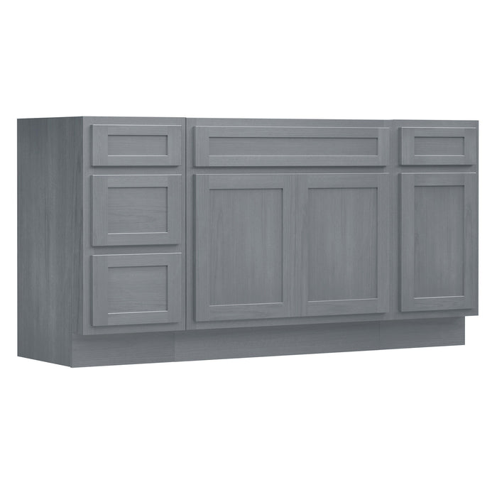 69" Modern Freestanding Oak Bathroom Vanity Base Only – Shaker Style Storage Cabinet with 4 Drawers & 3 Doors VA40153-39-151 - HomeBeyond