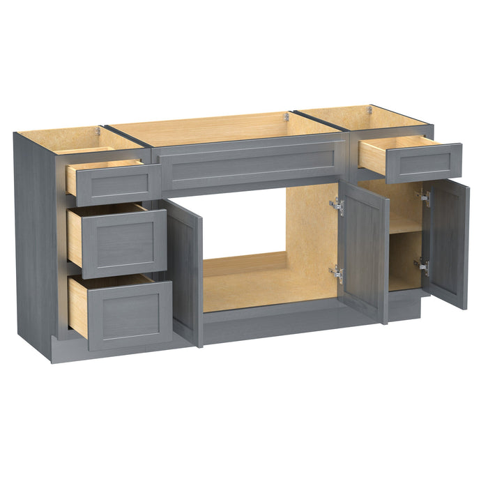 69" Modern Freestanding Oak Bathroom Vanity Base Only – Shaker Style Storage Cabinet with 4 Drawers & 3 Doors VA40153-39-151 - HomeBeyond