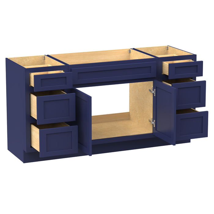 69" Modern Freestanding Oak Bathroom Vanity Base Only – Shaker Style Storage Cabinet with 6 Drawers & 2 Doors VA40153-39-153 - HomeBeyond