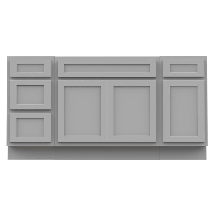 69" Oak Bathroom Vanity Cabinet without Top - 4 Drawers & 3 Doors - HomeBeyond