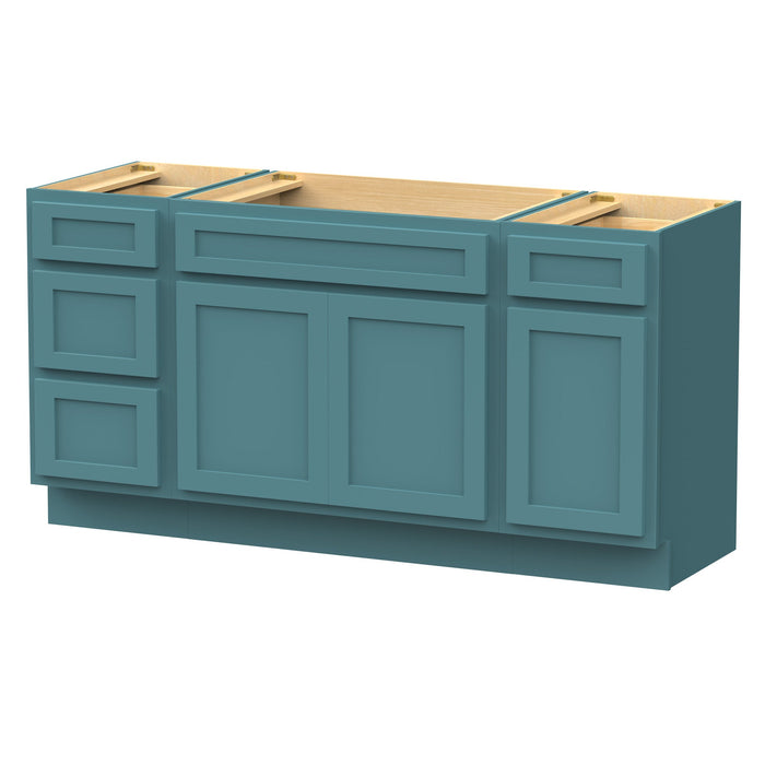 69" Oak Bathroom Vanity Cabinet without Top - 4 Drawers & 3 Doors - HomeBeyond