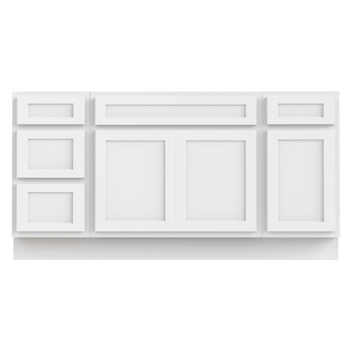 69" Oak Bathroom Vanity Cabinet without Top - 4 Drawers & 3 Doors - HomeBeyond