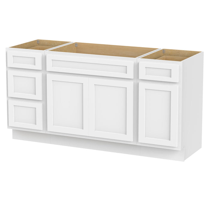 69" Oak Bathroom Vanity Cabinet without Top - 4 Drawers & 3 Doors - HomeBeyond