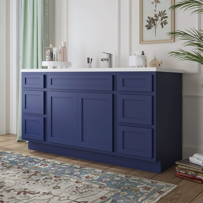 69" Oak Bathroom Vanity Cabinet without Top - 6 Drawers & 2 Doors - HomeBeyond
